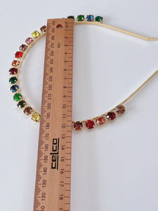 Women Girls Colorful Rainbow Gemstone Crystal Hair Head Band Hoop Headband