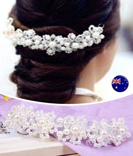 Women Girl White Wedding Pearl Bride Party Dance Hair Headband Prop accessory
