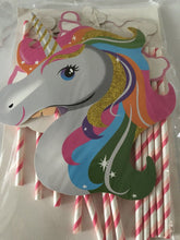 Girl Kids Unicorn pony rainbow Birthday Party Selfie Photo Booth Prop Game Signs