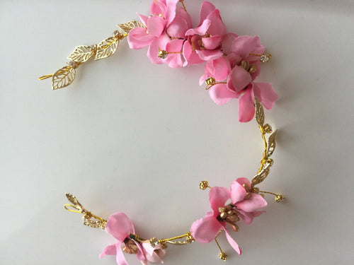 Women Girl Flower Bohemia Party Wedding Beach Tiara Crown hair headband Garland Pink flower