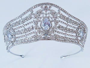 Women Rhinestone Crystal Silver White Wedding Bridal Party Hair Crown Tiara