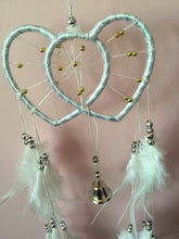 Women Lady White Double Heart Feather DREAM CATCHER Door Car Room Hanger Decor