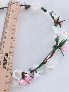 Women White Daisy Lily flower bridal Hair Headband Crown Tiara Garland Wreath