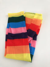 Women Girls Party Rainbow colorful Stripe Long Arm Driving Fingerless Gloves