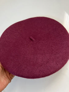 Women Warm Wool Blend Beanie French Artist Taro Magenta Round Beret Hat Cap