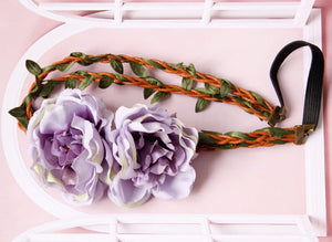 Women Girl BOHO flower Lilac purple wedding Party Hair Headband Prop Garland 216