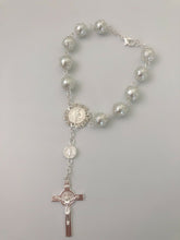 Christening Baptism Cross Silver Color Rosary Bracelet Beads Wrist band Favors