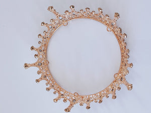 Gold Crystal Bridal Tiara – Round Proper Rhinestone Crown for Weddings & Proms