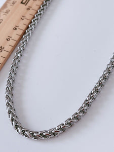 Men Silver color Stainless steel Titanium Plated Braided Chain Necklace 4.5x50cm