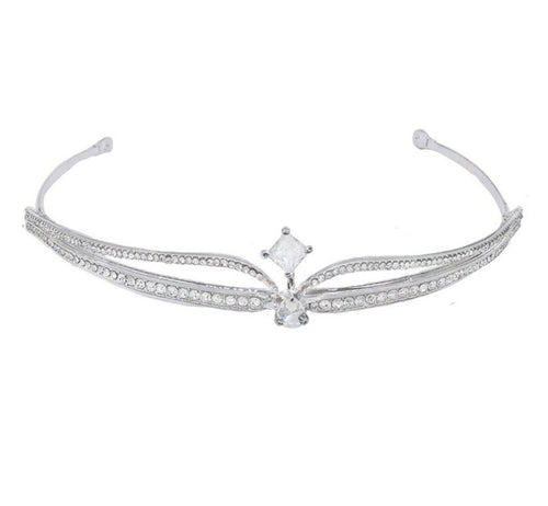 Women Wedding Crystal Silver Slim Simple Hair Band Headband Hoop Tiara Crown