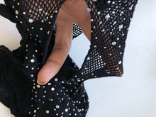 Women Crystal Rhinestone bling Fishnet Open Crotch Pantyhose Stockings Tights