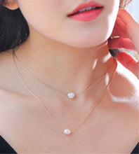 Women Natural Real Freshwater Pearl 2 Layers Gold Color Simple Slim Necklace