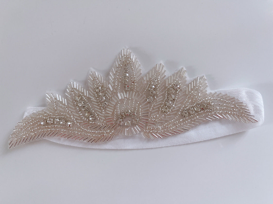 Birthday Flower Girl Crystal Lace Hair band headpiece Tiara Elastic Headband