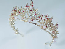 Women Girl Dragonfly Butterfly Pink Gold Color Party Hair Crystal Crown Tiara