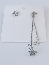 NEW Women Girls Crystal Celestial Stars Moon Studs Party Earring with side Cuff