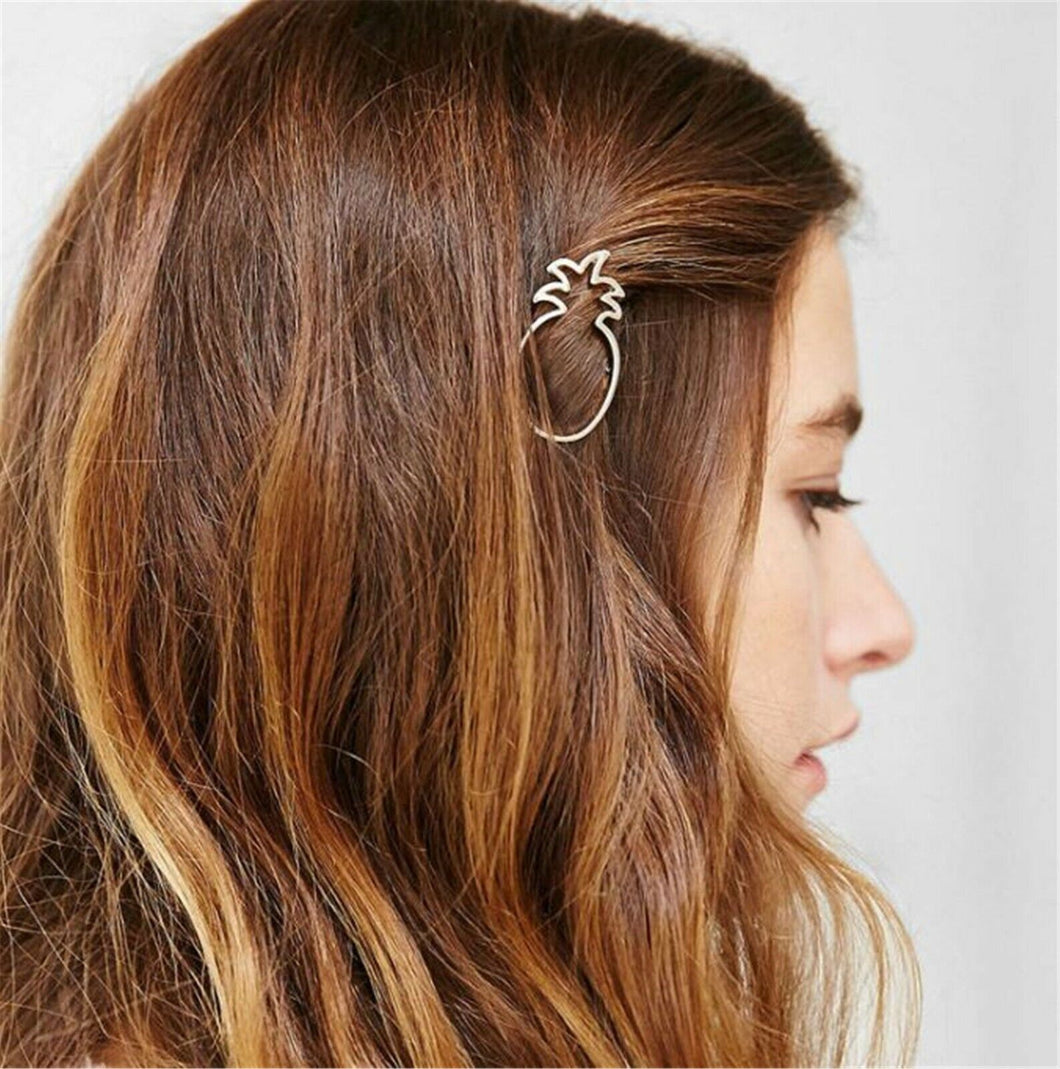 NEW Women Girl BOHO Bohemian Gold Pineapple hair head side Clip Brooch Cuff Pin