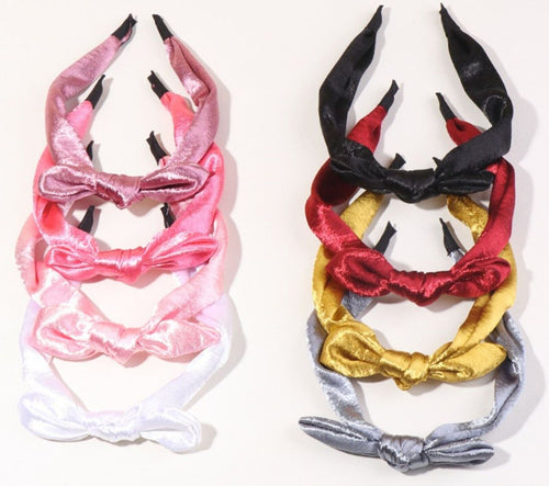 Women Girl Retro Bow Ribbon Hair Headband Head Wrap Band hoop Pink