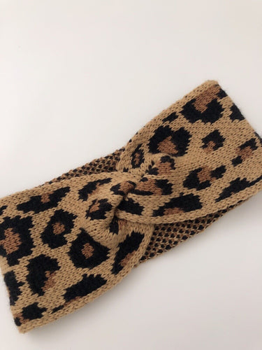 Women girl Boho Retro Leopard Twist knit Elastic Hair head band Headband Bandana