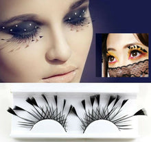 Women long Black Feather Mermaid Peacock Party Fake False Eyelashes Eye lashes