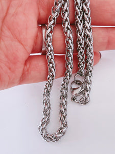 Men Silver color Stainless steel Titanium Plated Braided Chain Necklace 4.5x50cm