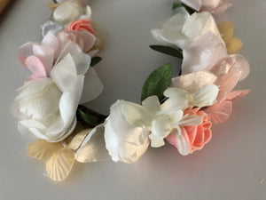 Women Leaf Wedding Bride White Pink Flower braid Hair Headband Band garland
