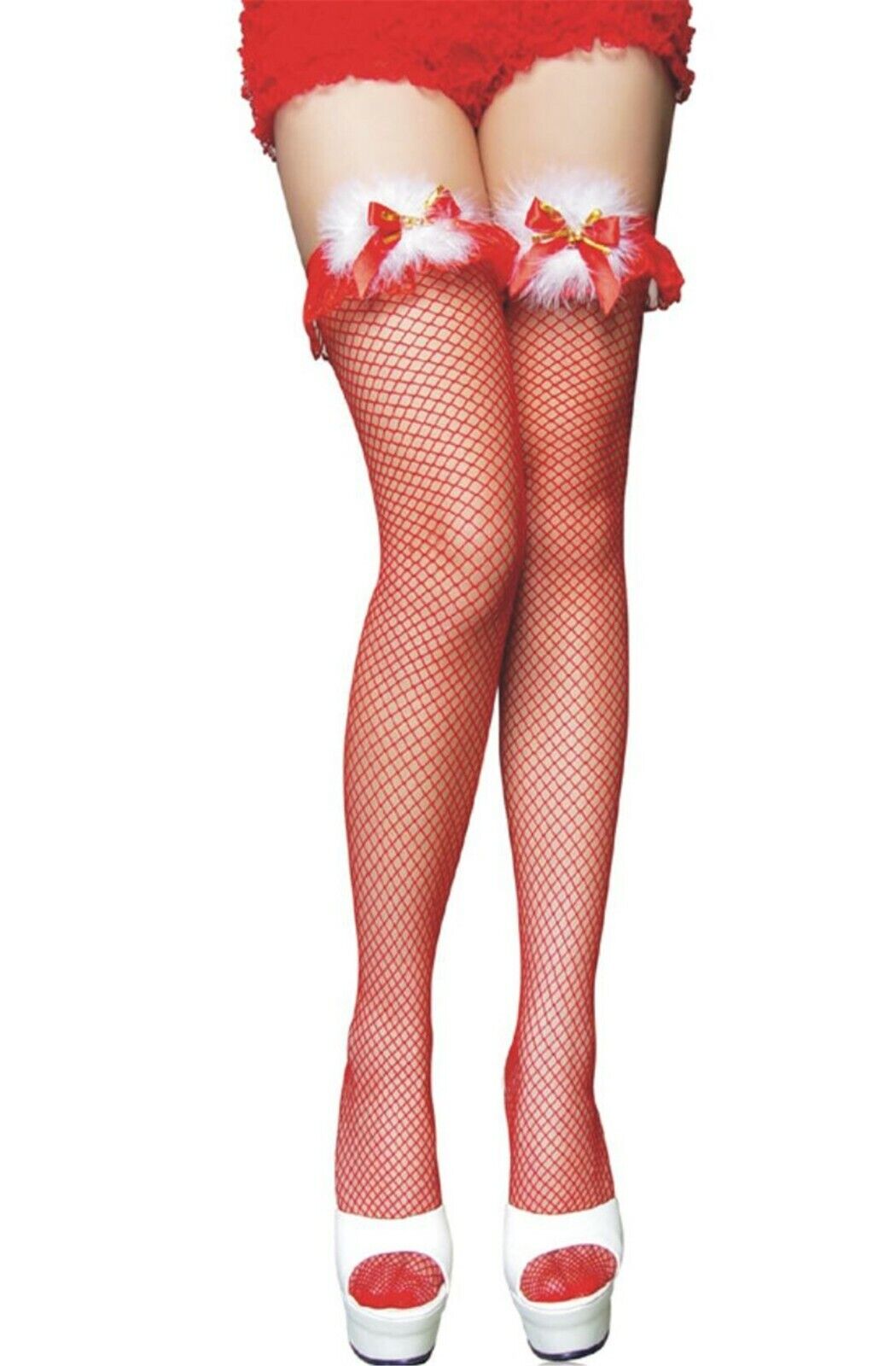 Women Sexy Red Fishnet NET High Thigh Over Knees Pantyhose Tights Stockings