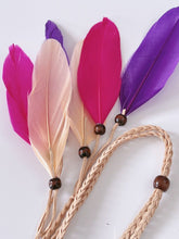 Women BOHO Brown Suede Colorful Feather Braided Beach Hair head band Headband