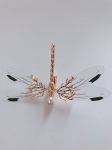 Women Girl Gold Color Dragonfly hair head Side Clip Brooch hairpiece accessory