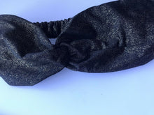 Women Black Retro Boho Shimmer Glitter cross elastic Hair Headband Bandana Wrap