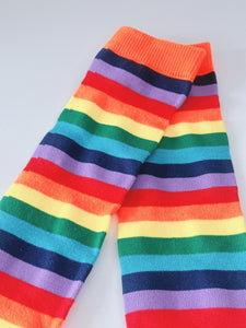Women Teen Bright Rainbow colorful Stripe Below Knee Calf Long Socks Stockings