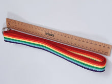 Women Lady Rainbow Stripe Colorful Casual D-ring Canvas Pants Long Belt 133cm