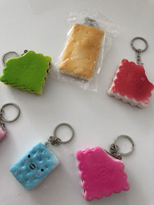 2 Slow rising Scent Biscuit Cookie Squishie Squish Keyring Squeeze toy Strap