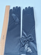 Women Opera Bride Hollywood Party Fancy Ball Wedding Satin Black Lace Bow Gloves