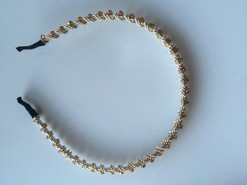 Women Girls Beads navy black school Crystal Bling shiny Party Hair band Headband Champagne Beige