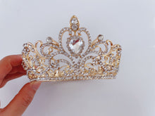 Women Girl Gold Rhinestone Crystal Princess Queen Head Hair Small Crown Tiara - Elegant Tiara for Weddings & Events