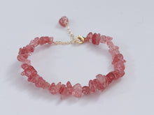 Women Beaded Pink Strawberry Quartz Crystal Bracelet Jewlery Chain Gift For Her