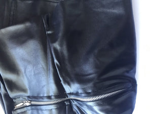 Women Black High waist front zipper Shine Faux Leather Leggings Pants Jeggings