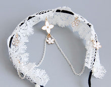 Women Girl Retro boho Party White Lace forehead chain Hair Headband Prop Hoop