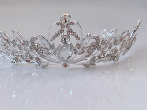 Women Heart Silver Rhinestone Crystal Bride Party Hair Princess Crown Tiara