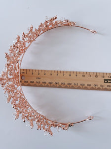 Women Rhinestone Crystal Queen Prom Party Hair Headband Rose Gold Crown Tiara