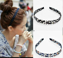Women Girls Wire Yoga Gym Check Braid Sports School Hair Head band Headband hoop