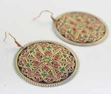 Women Retro Vintage Boho big round chip Metallic party Earrings Ear Hook Drop