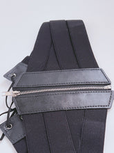Women Black Retro Party Waist Elastic Wide Corset Belt band Tie up Zip Wrap