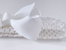 Girl Baby Shower grosgrain Bow Pure White Birthday Party Hair head Headband