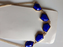 Women New Fashion Charm Geometry beads Blue Party Necklace Chain Earring set