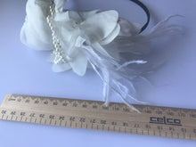 Women Girl White Chiffon Flower Feather Party Hair headband Race fascinator