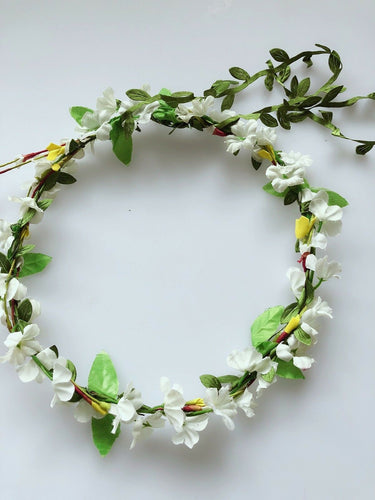 Women wedding Creamy White Flower leaf bride Party Hair Headband Crown Garland