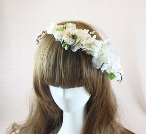 Women wedding White Flower bride Party Hair Headband Crown Prop Garland Wreath