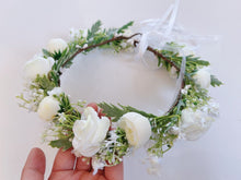 Women wedding Cream White Rose flower bride Hair Headband Crown Garland Wreath