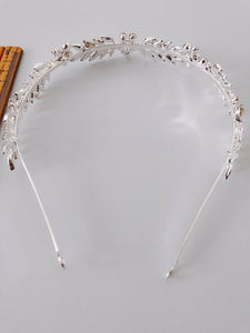 Women Silver Crystal Rhinestone Leaf Hair Head Band Headband Hoop headpiece